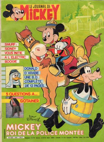 LE JOURNAL DE MICKEY n° 1687 -  - Le Journal de Mickey n° 1687 - 28/10/1984 - Mickey roi de la police montée/Smurf : Sidney vous invite à l'Electric Boogie/Donald d'Arabie, une B.D. complète de 13 pages/5 questions à Gotainer