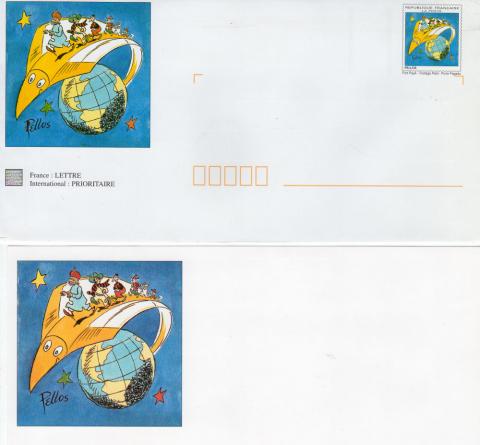 Les PIEDS NICKELÉS - René PELLOS - Pellos - La Poste - prêt-à-poster illustrés bande dessinées - Enveloppe et carte - 22 x 11 cm