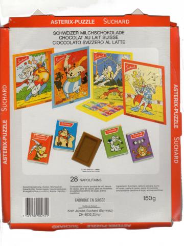 Uderzo (Asterix) - Werbung - Albert UDERZO - Astérix - Suchard (Suisse) - Asterix-puzzle - carton orange seul sans le puzzle Panoramix