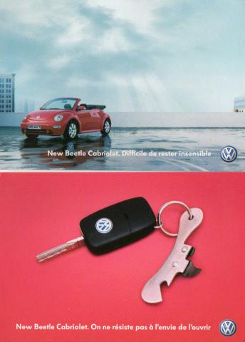 Automobil, mechanische Sportarten -  - Volkswagen - New Beetle Cabriolet - Difficile de rester insensible/On ne résiste pas à l'envie de l'ouvrir - lot de 2 cartes postales promotionnelles