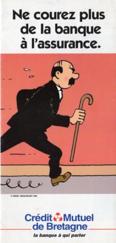 Hergé - Werbung - HERGÉ - Tintin - Crédit Mutuel de Bretagne - Ne courez plus de la banque à l'assurance - Prospectus promotionnel dépliant (8 pages)