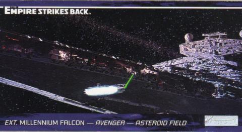 Star Wars - images -  - Star Wars - Topps - Empire Strikes Back - Widevision - #76 Ext. Millenium Falcon - Avenger - Asteroid Field