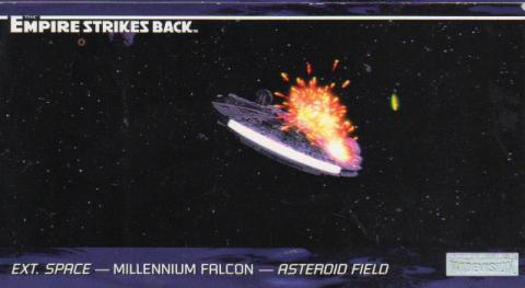 Star Wars - images -  - Star Wars - Topps - Empire Strikes Back - Widevision - #75 Ext. Space - Millenium Falcon - Asteroid Field