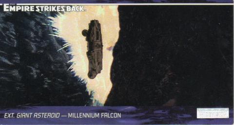 Star Wars - images -  - Star Wars - Topps - Empire Strikes Back - Widevision - #49 Ext. Giant Asteroid - Millenium Falcon