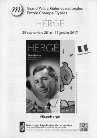 Hergé - Dokumente u. verschiedene Objekte - HERGÉ - Hergé - Grand Palais - 28 septembre 2016-15 janvier 2017 - Exposition Hergé - Descriptif des salles (dépliant)