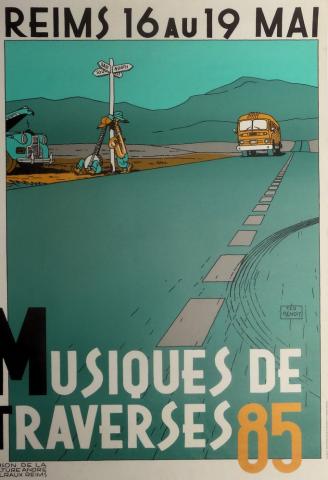 Ted Benoit - Ted BENOIT - Ted Benoit - Musiques de Traverse - 1985 -Maison de la Culture André Malraux Reims - Affiche 40 x 60 cm