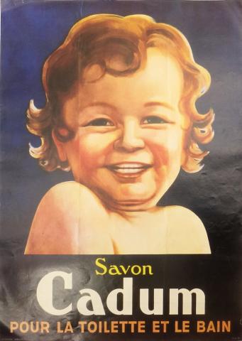 Werbung -  - Savon Cadum pour la toilette et le bain - Poster reprenant une affiche publicitaire avec le bébé Cadum - 43 x 60 cm