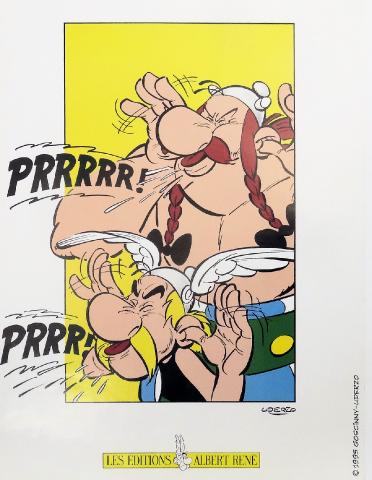 Uderzo (Asterix) - Verschiedene Dokumente u. Objekte - Albert UDERZO - Astérix - Éditions Albert-René - Astérix et Obélix tirant la langue - Poster 40 x 60 cm