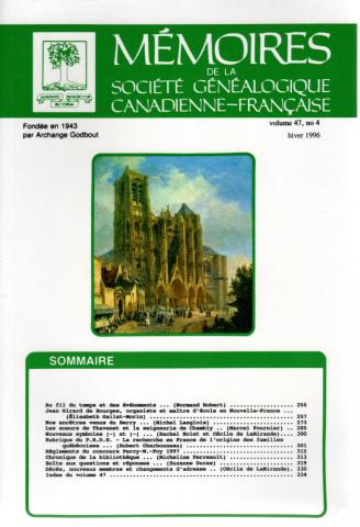 Geschichte -  - Mémoires de la Société Généalogique Canadienne-Française - Volume 47, no 4 - Hiver 1996