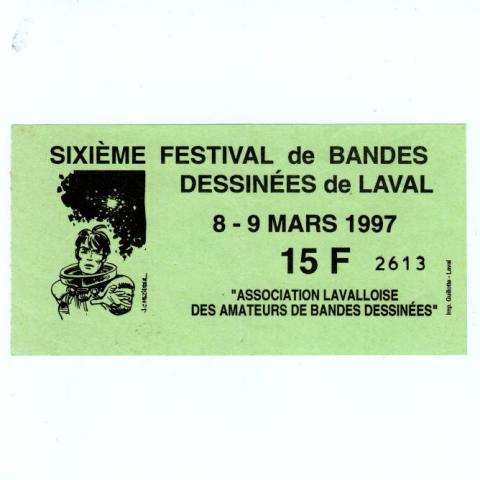 Mézières (Documents et Produits dérivés) - Jean-Claude MÉZIÈRES - Mézières - Festival BD Laval - 8-9 septembre 1997 - Ticket d'entrée (Valérian)