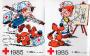 Boule et Bill - Croix-Rouge Belgique /Sabena 1985 - Lot de 5 vignettes différentes (stickers)