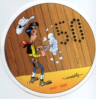 Morris (Lucky Luke) - Various documents and objects - MORRIS - Lucky Luke - 1947-1997 - 50 ans - sticker rond