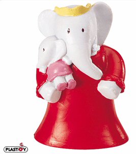 Plastoy figures - Babar N° 61242 - Babar - Queen Celest with Flora (red dress)