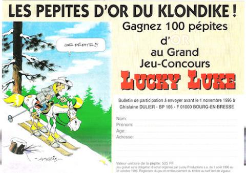 Morris (Lucky Luke) - Advertising - MORRIS - Lucky Luke - Les Pépites d'or du Klondike - grand jeu-concours (bulletin de participation)