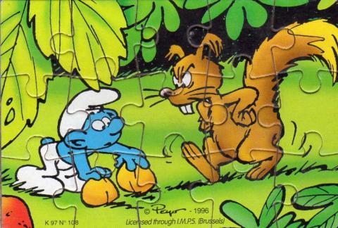 Peyo (Smurfs) - Kinder - PEYO - Schtroumpfs - Kinder - K97 n.108 - 1996 puzzle 1 (cueillette)