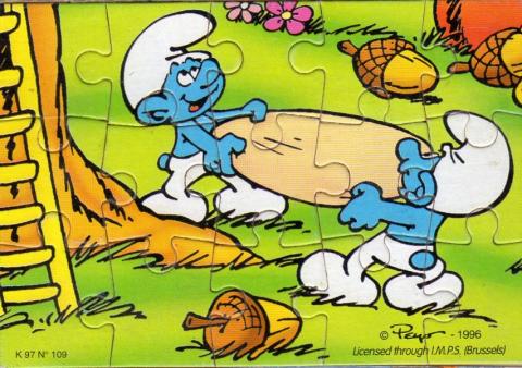 Peyo (Smurfs) - Kinder - PEYO - Schtroumpfs - Kinder - K97 n.109 - 1996 puzzle 1 (cueillette)