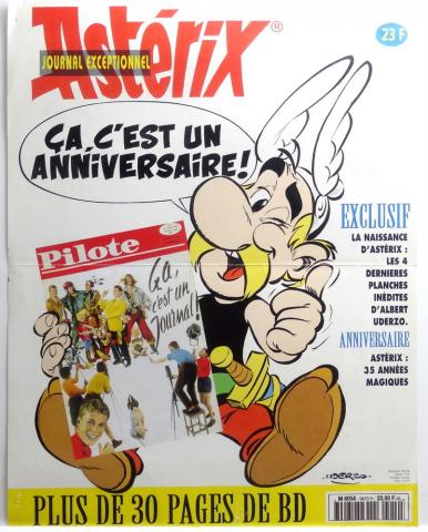 Uderzo (Asterix) - Advertising - Albert UDERZO - Astérix - Journal exceptionnel (Ça, c'est un anniversaire !) - Affichette de presse - 34 x 26 cm