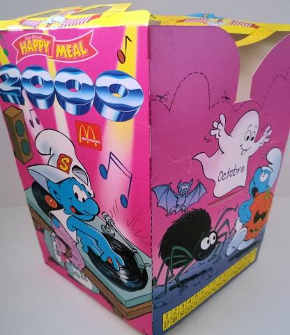 Peyo (Smurfs) - Advertising - PEYO - Schtroumpfs - McDonald's Happy Meal - 2000 - boîte calendrier - Schtroumpf DJ