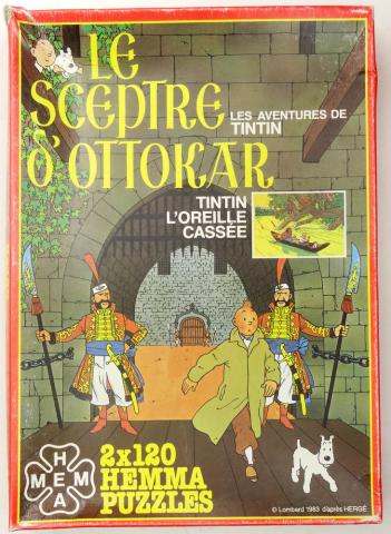 Hergé - Games, Toys, Puzzles - HERGÉ - Tintin - Hemma - 08101.3 - Le Sceptre d'Ottokar/Tintin et l'oreille cassée - 2 puzzles de 120 pièces - 28 x 31 cm