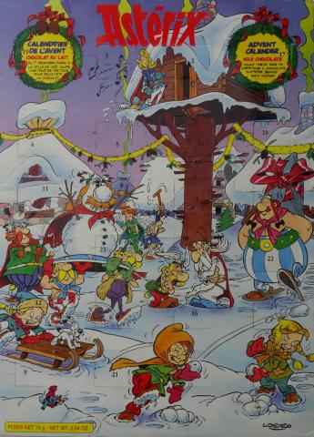 Uderzo (Asterix) - Advertising - Albert UDERZO - Astérix - calendrier de l'Avent chocolat au lait - 8102043-A - Le village gaulois sous la neige
