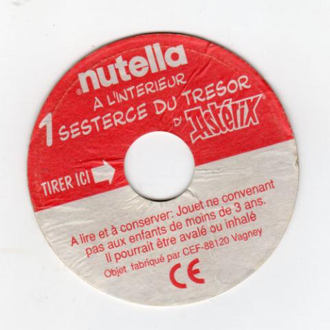 Uderzo (Asterix) - Advertising - Albert UDERZO - Astérix - Nutella - 1995 - Sesterces - rond provenant de l'intérieur du couvercle
