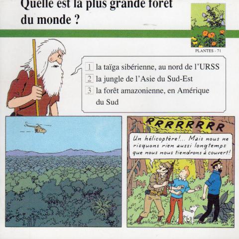 Hergé - Advertising - HERGÉ - Hergé - BN - fiches Tintin - Plantes - 71 - Quelle est la plus grande forêt du monde ? - 10,5 x 10,5 cm