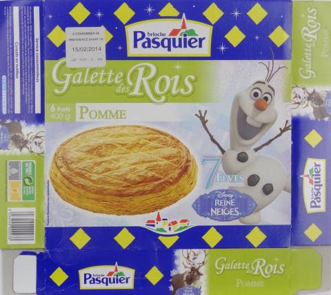 Disney - Advertising -  - Disney - Pasquier - Galette des rois - Pomme, 6 parts - La Reine des Neiges - emballage