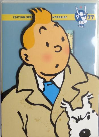 Hergé - Advertising - HERGÉ - Tintin - Le Figaro - Édition spéciale du 77e anniversaire - 7 DVD dans un coffret - Les Cigares du Pharaon/Le Lotus bleu/Le Sceptre d'Ottokar/Le Crabe aux pinces d'or/Le Secret de la Licorne/Le Trésor de Rackham le Rouge/Tint
