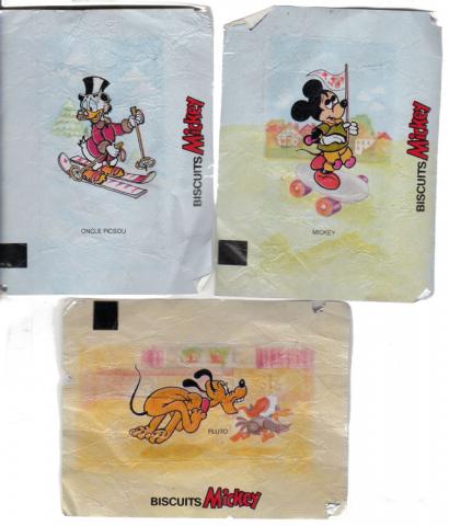 Disney - Advertising - Walt DISNEY - Disney - Biscuits Mickey - emballages - Mickey skateboard/Oncle Picsou ski/Pluto