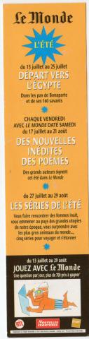 Bookmarks -  - Le Monde, l'été - du 13 juillet au 29 août, jouez avec Le Monde - marque-page