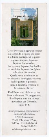 Bookmarks -  - Le Pays de là-haut, Paul Fabre - Éditions GabriAndre - marque-page