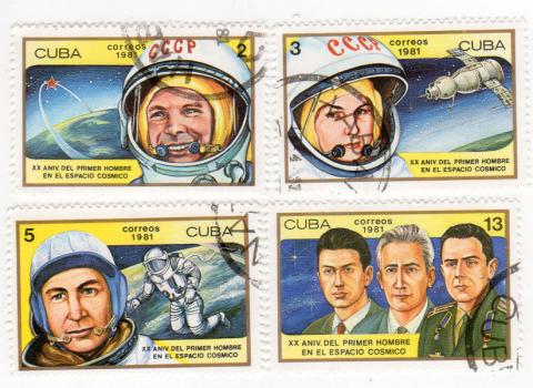 Space, Astronomy, Futurology -  - Philatélie - Cuba - 1981 - XX Aniv. del primer hombre en el espacio cosmico - 2/3/5/13