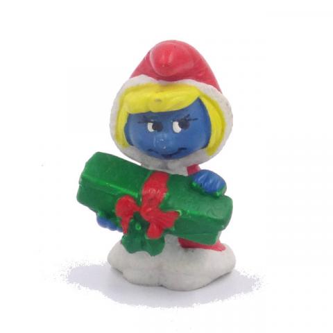Peyo (Smurfs) - Figurines - PEYO - Schtroumpfs - Schleich - 20153 - Schtroumpfette de Noël cadeau rectangulaire, manteau long - figurine