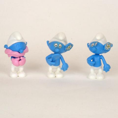 Peyo (Smurfs) - Kinder - PEYO - Schtroumpfs - Kinder - 1990 - Schtroumpf coquet avec miroir (+1 sans miroir)/Schtroumpf frileux
