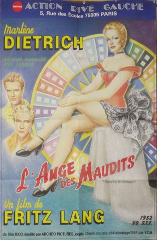 Cinema -  - Fritz Lang - Marlene Dietrich - L'Ange des Maudits (Rancho Notorious) - 1984 - Affiche de cinéma (Action rive gauche) - 76 x 116 cm