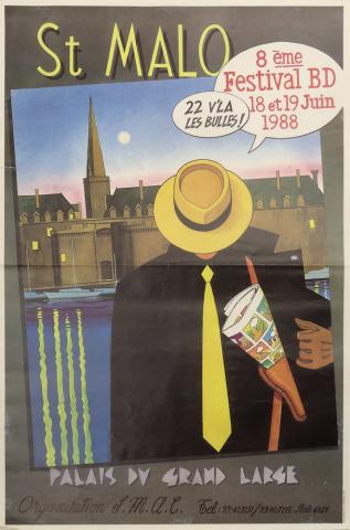 Clavé - Florenci CLAVÉ - Clavé - Saint-Malo - 8ème Festival BD - 18-19 juin 1988 - Affiche 40 x 60 cm