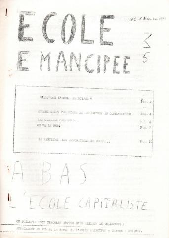 L'École Émancipée -  - L'École Émancipée - Groupe départemental 35 (GD 35) - n° 1 - 5 décembre 1973 - Bulletin ronéoté