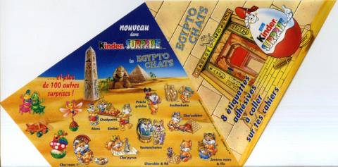 Kinder surprise Ferrero (collection) -  - Egypto Chats (Miezi Cats) - Kinder - plaquette de 8 étiquettes adhésives triangulaies