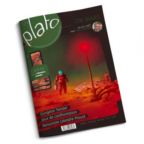 Plato n° 124 - mars 2020 - On Mars, un jeu créé par Vital Lacerda/Dungeon Twister/Jeux de confrontation/Rencontre Léandre Proust