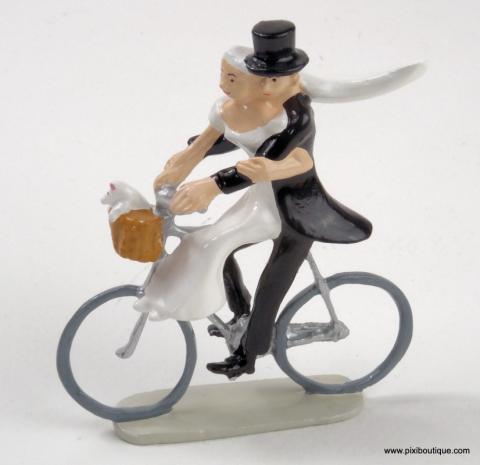 Pixi Civilians - Pixi - Daily Life N° 90591 - Bride and groom on their bicycle (wedding cake topper)