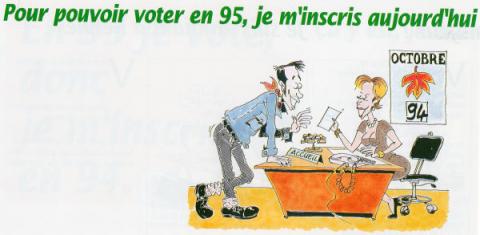 Schwartz - Loïc SCHWARTZ - Schwarz - Rennes - 1994 - Pour pouvoir voter en 95, je m'inscris aujourd'hui - prospectus 8 pages à l'Italienne - 20 x 10,5 cm