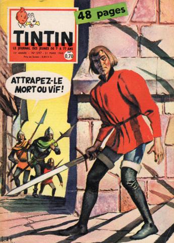 TINTIN français 1ère série n° 597 -  - Tintin n° 597 - 31/03/1960 - Attrapez-le mort ou vif ! - couverture Funcken