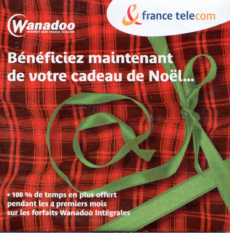 France Telecom - France Telecom/Wanadoo - Bénéficiez maintenant de votre cadeau de Noël... 100 % de temps en plus offert pendant les 4 premiers mois sur les forfaits Wanadoo Intégrales - version 5.1 io - CD-rom d\'installation