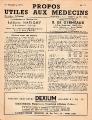 PROPOS UTILES AUX MÉDECINS - 00013 - Propos utiles aux médecins n° 13 - 01/12/1951