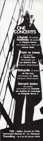 Cinéma fantastique -  - Travelling - 1999 Villes imaginaires - marque-page ciné concerts (Nosferatu)