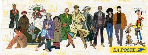 Bande Dessinée -  -  - La Poste - chéquier bande dessinée - couverture du chéquier illustrée de 16 personnages