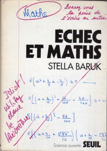 Varia (livres/magazines/divers) - Pédagogie - Stella BARUK - Échec et Maths