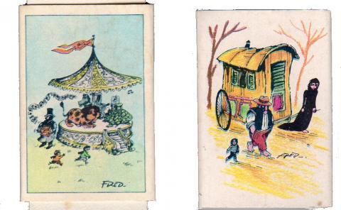 Bande Dessinée - PHILÉMON - FRED - Fred - Seita/Dargaud - lot de 2 boîtes d'allumettes - 12 Philémon, le manège/55 Le Petit cirque