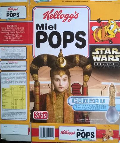 Science-Fiction/Fantastique - Star Wars - publicité - George LUCAS - Star Wars - Kellogg's/Miel Pops - Star Wars-Episode I-La Menace Fantôme - emballage 375 g - promotion cuillères-figurines