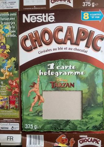 Science-Fiction/Fantastique - Tarzan, E.R. Burroughs - DISNEY (STUDIO) - Disney - Nestlé/Chocapic - emballage 375 g - Tarzan, promotion carte hologramme